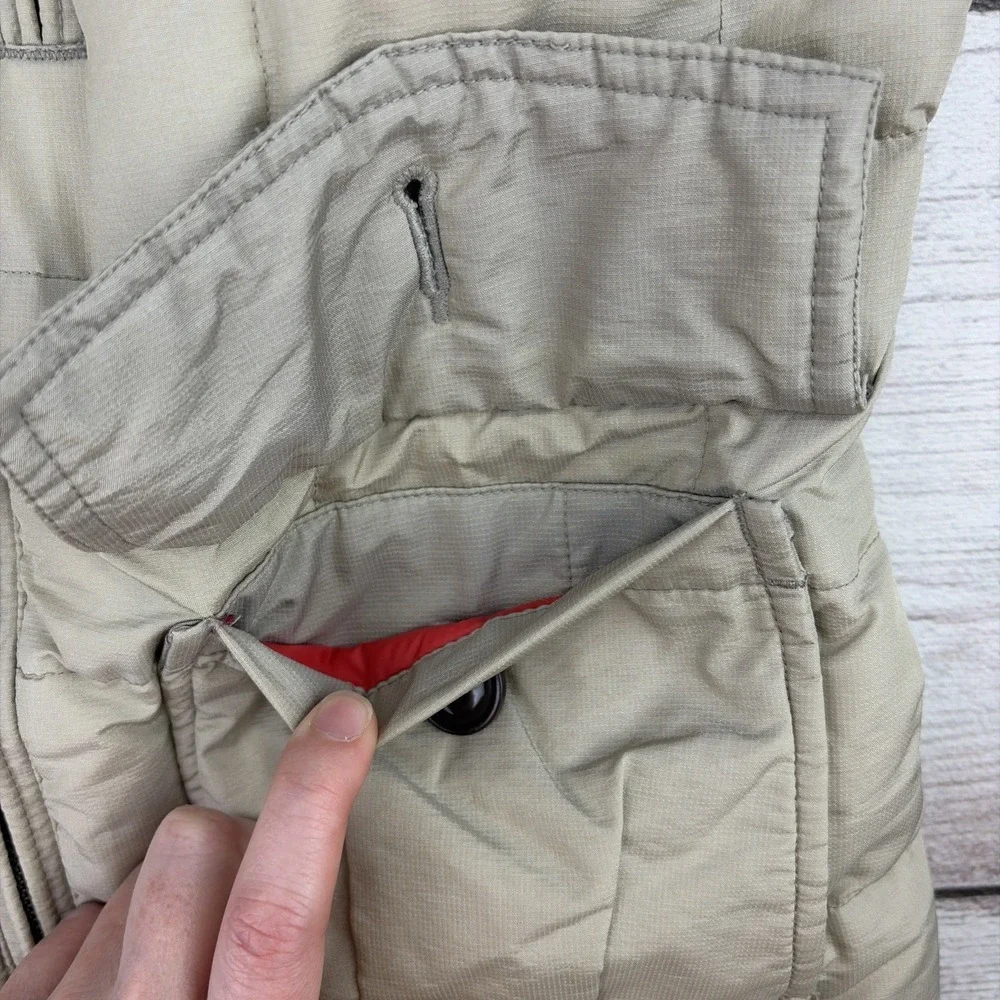 Eddie Bauer Women's Petite XS Goose Down Puffer Vest Taupe Full Zip Safari